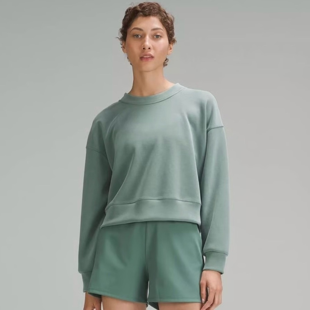 Lululemon Softstreme Perfectly Oversized Cropped Crew Seafoam Sweatshirt Sz 20
